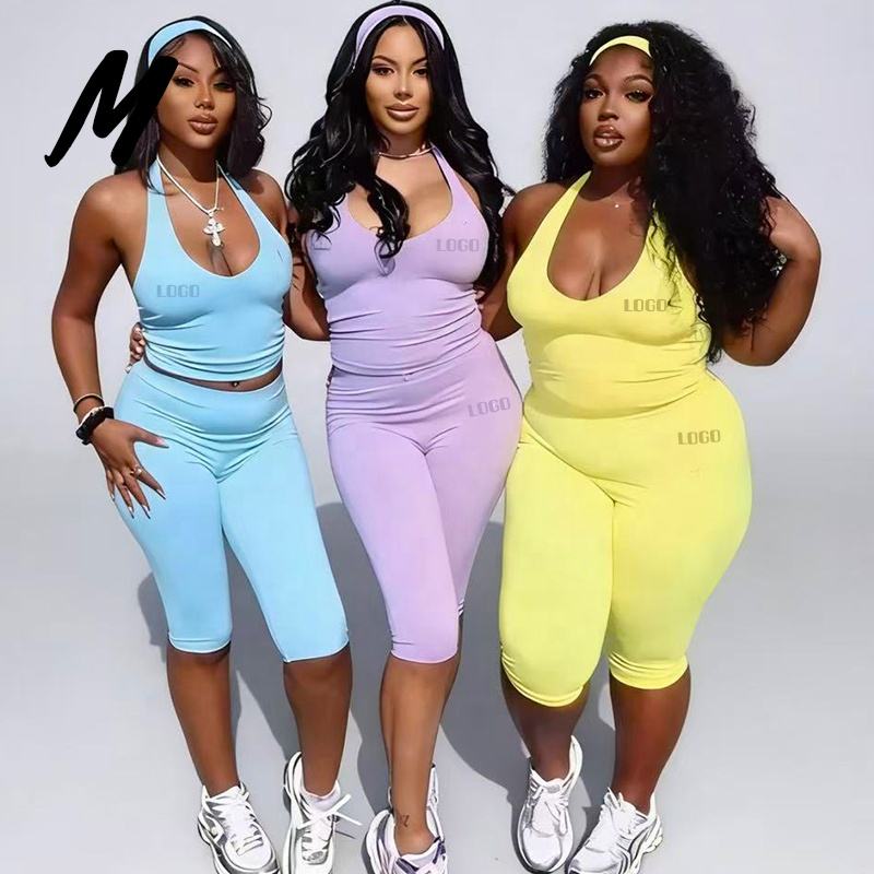 Women's Y2K Halter Crop Top & Capri Leggings Set - Two Piece Cotton Loungewear Outfit